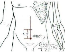 精确定位中极穴